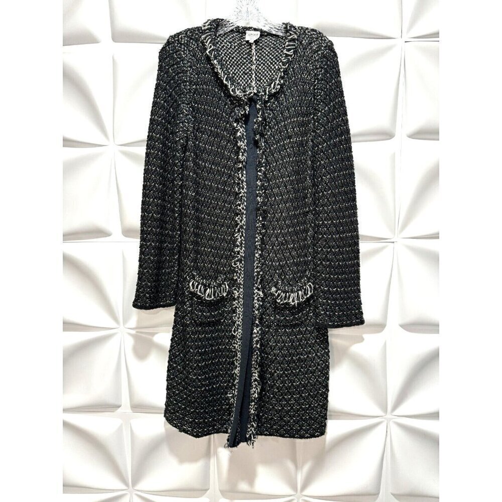 Armani Collezioni Sz 10 Long Sweater Duster Cardigan Jacket Dress Coat Black